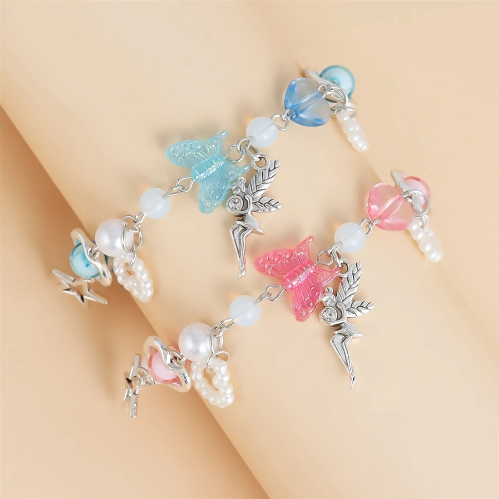 Charming Butterfly Heart Bracelet - Sweet Y2K Jewelry