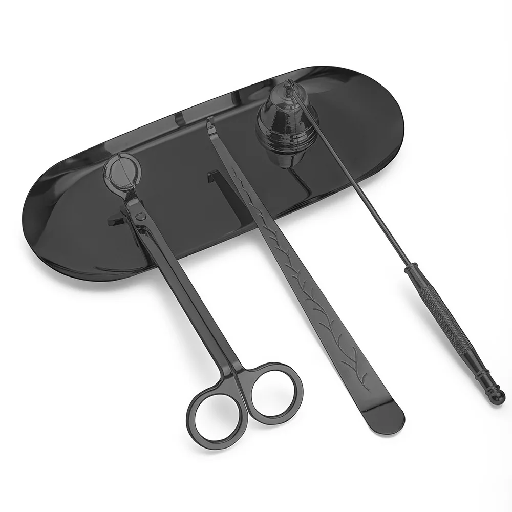 1PCS Stainless Steel Trim Wick Cutter Snuffer Scissor Black