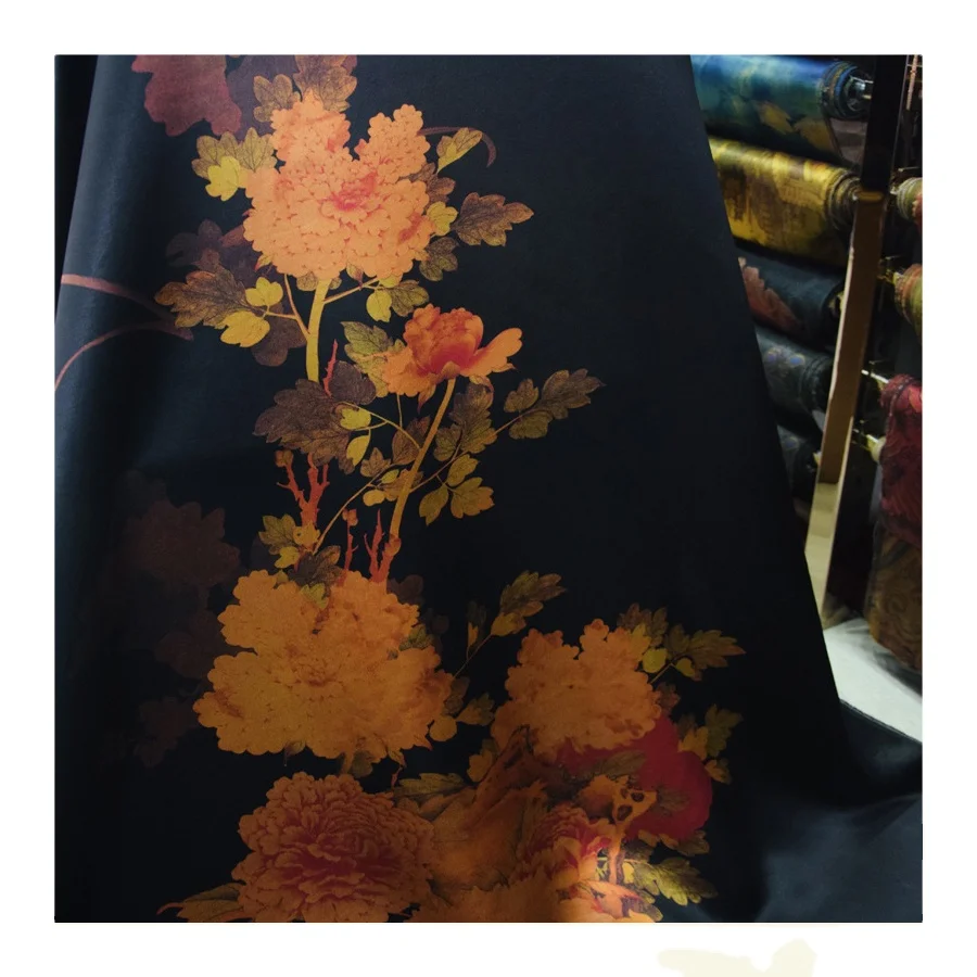 Good Quality Polyester Custom Pattern Silk Satin Fabric for Women Dresses
