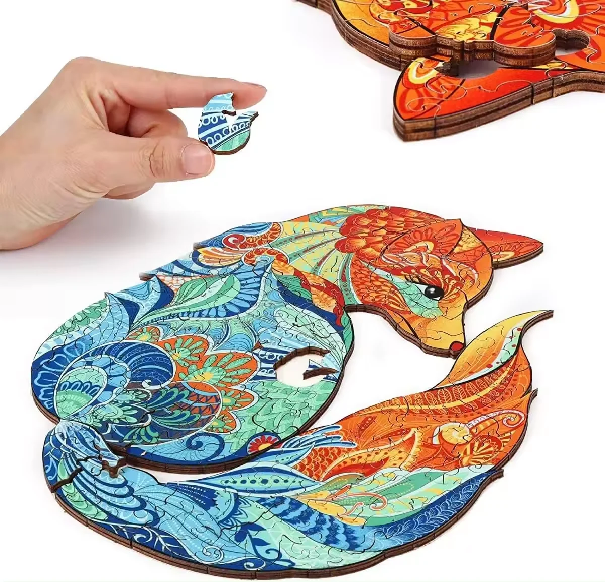 thumbnail image 2 of Wooden Fox Puzzle For Adults - 160 Piece Unique Animal Shape Eco-Friendly Decor 2 of 14