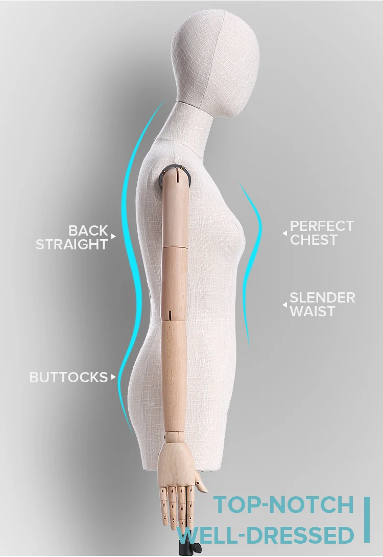 Uk Warehouse Linen Mannequin Torso Stand Female Half Body Dressmaker