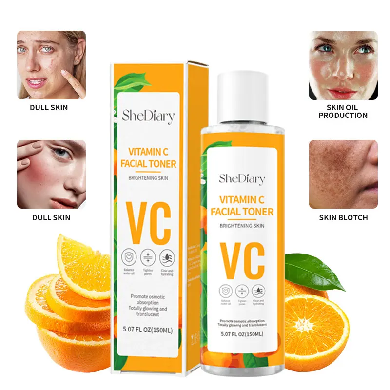 Custom Logo SheDiary Skin Care Whitening Moisturizing Soothing Brightening Vitamin C Shrink Pores VC Face Skin Toner