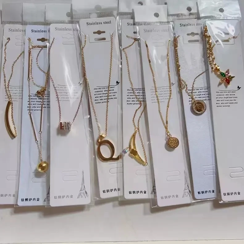 Bulk Gold Plated Stainless Steel Jewelry Wholesale Delicate Chain Designer  Mixed Pendant Charm Necklace for Women