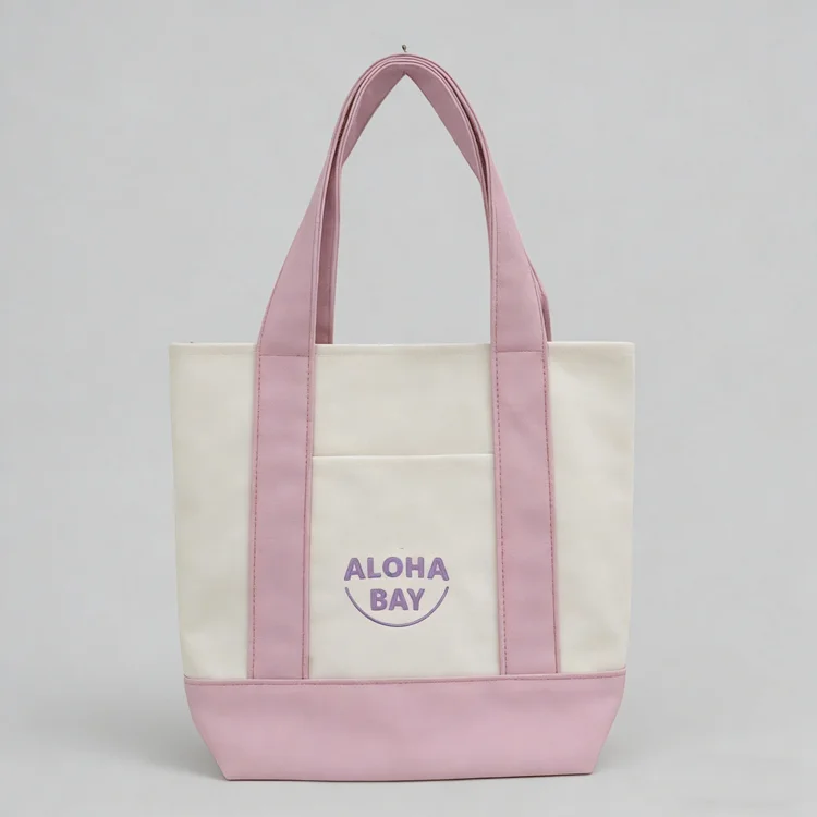 Custom Embroidery Logo Reusable Assorted Colors Mini Canvas Tote Bag Candy Color Gift Cotton Canvas