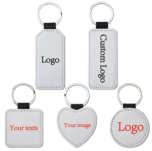 Custom Logo Print 3.8x7.8cm PU Leather Keychain Cheap Price Promotion Gifts Wholesale Blank Key Ring Never Lost Key Holder