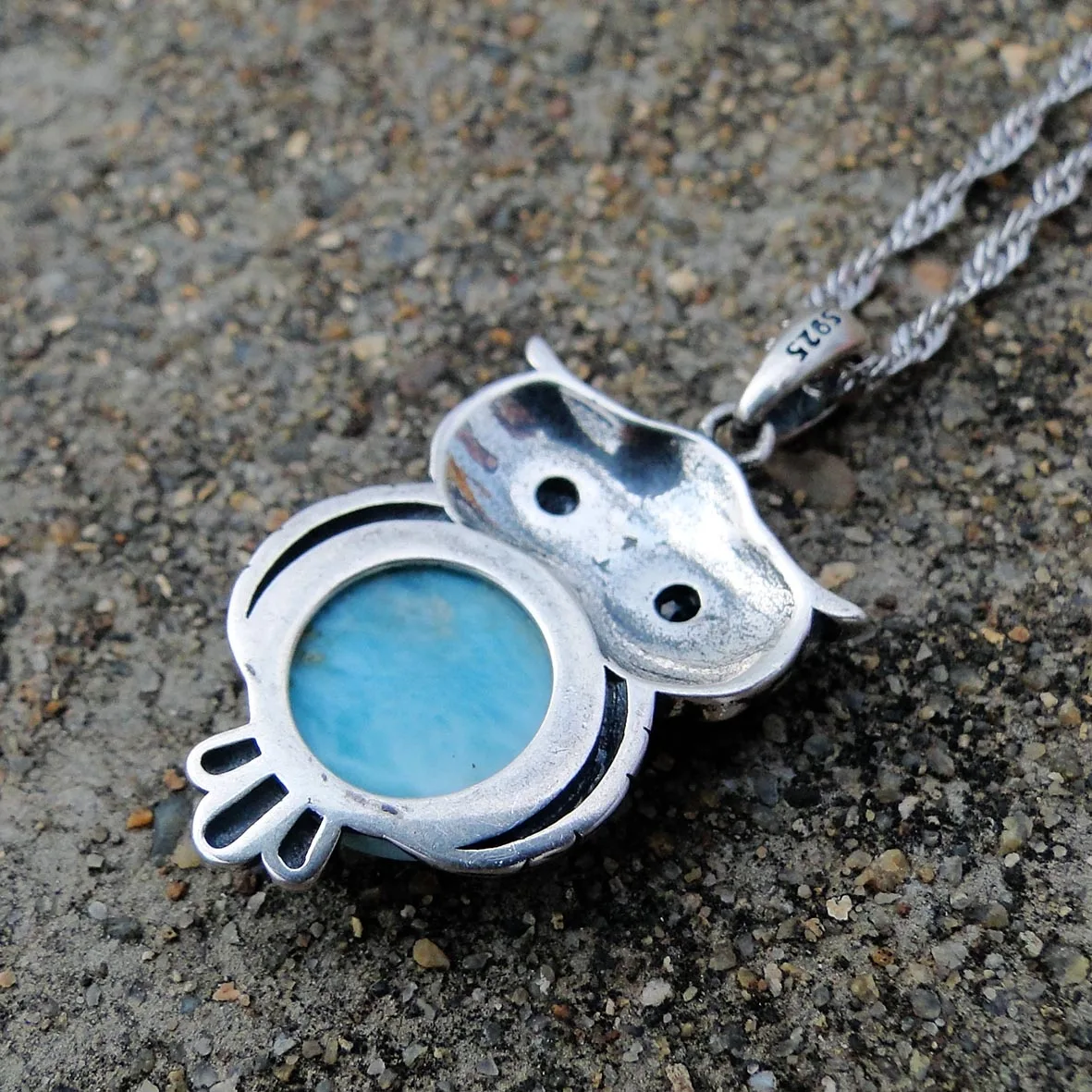 Pendentif Larimar Bleu Naturel Pour Homme Et Femme - Pierre De Guérison - Cadeau D'amour - 38 X 24 X 10 Mm - Perles En Argent Sterling - Pierre Précieuse Dominique AAAAA, 38x24x10mm, Cristal, Larimar