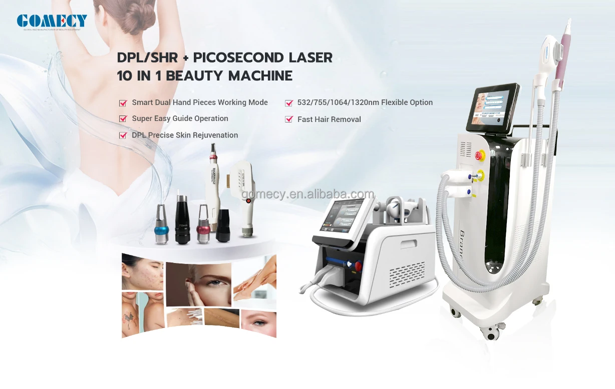 GOMECY Q switch nd yag laser tattoo removal system e-light ipl rf nd yag laser multifunction machine