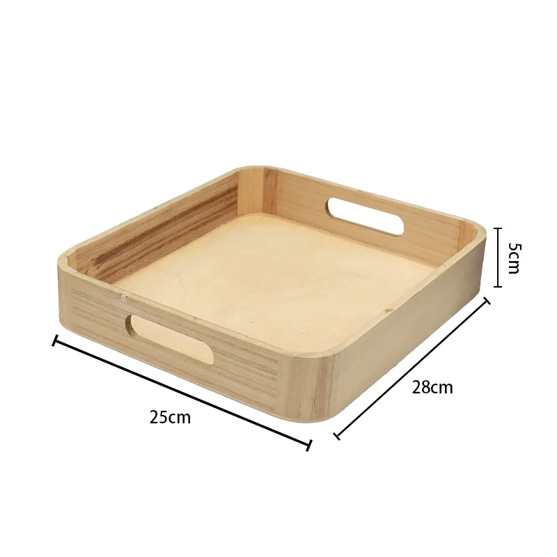 Serving Platter 3 Tier  Rustic with Metal Handles Unfinished square Breakfast Wooden Tray