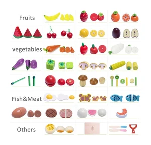 Unisex Wood Fruit Cutting Toy Single Pretend Kitchen & Food Play with Magnet Assembly Juguetes for All Ages