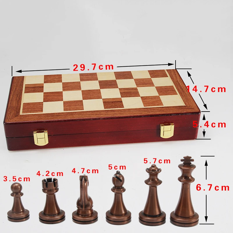 Agirlgle International Chess Set with Folding Wooden Chess Board and Classic Handmade Standard Pieces