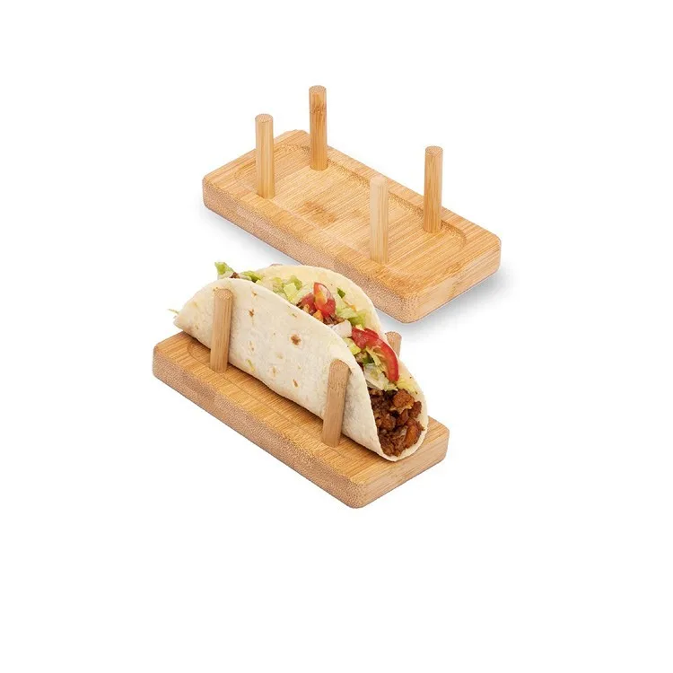 bamboo wood taco holder stand serving