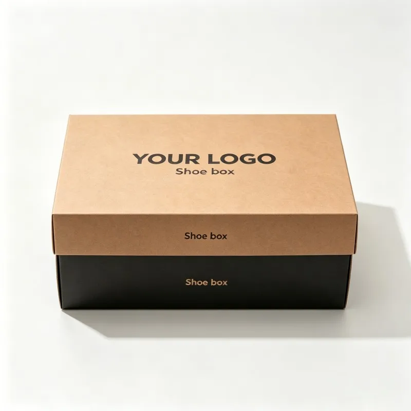 Scatola per scarpe personalizzabile ecologica in carta kraft, scatola organizzatrice per scarpe con rilievo, scatola di lusso con coperchio e base per l'imballaggio delle scarpe