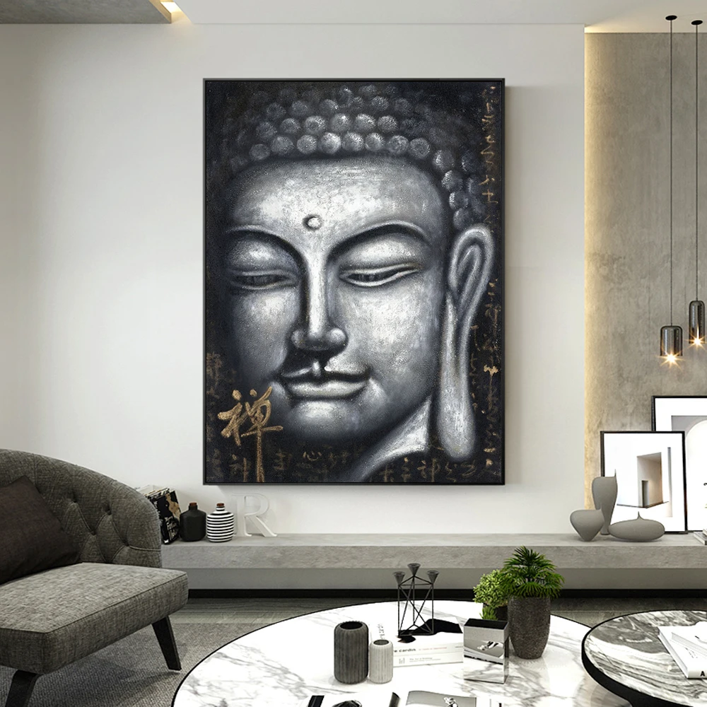 silver buddha wall art