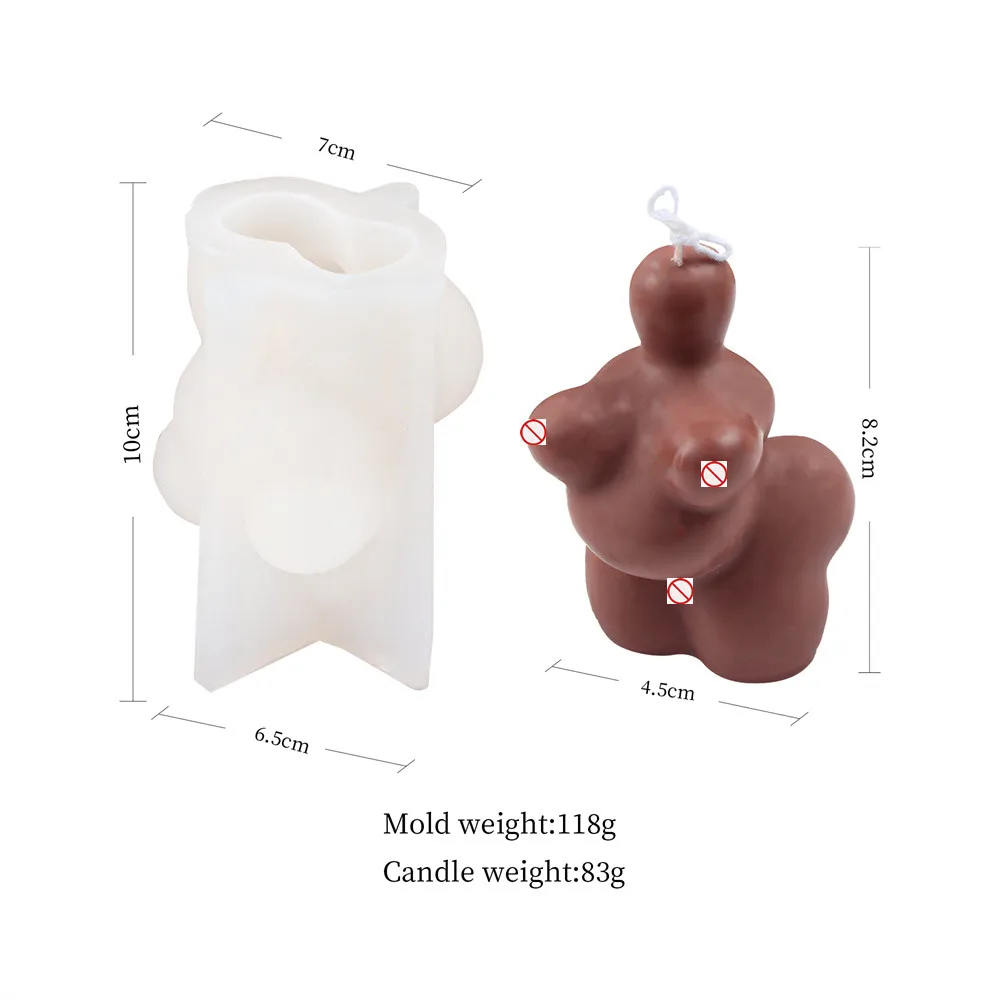 Exaggerated Big Breast Butt Female Body Candle Making Silicone Molds Abstract Woman Resin Small Chest Human Torso Statue Tool