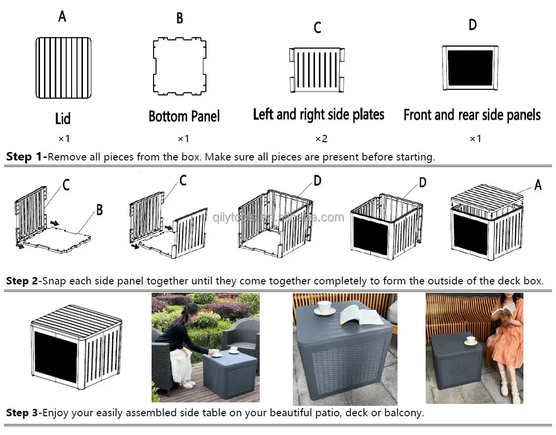 Deck Box Patio Table For Outdoor Cushion Storage Patio Coffer Side