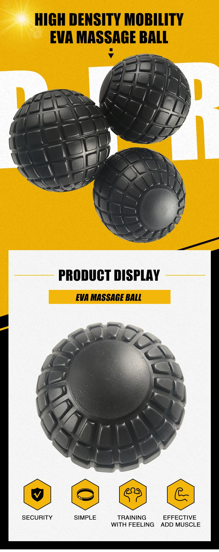 Training Comfortable Custom Back Solid EVA Massage Ball