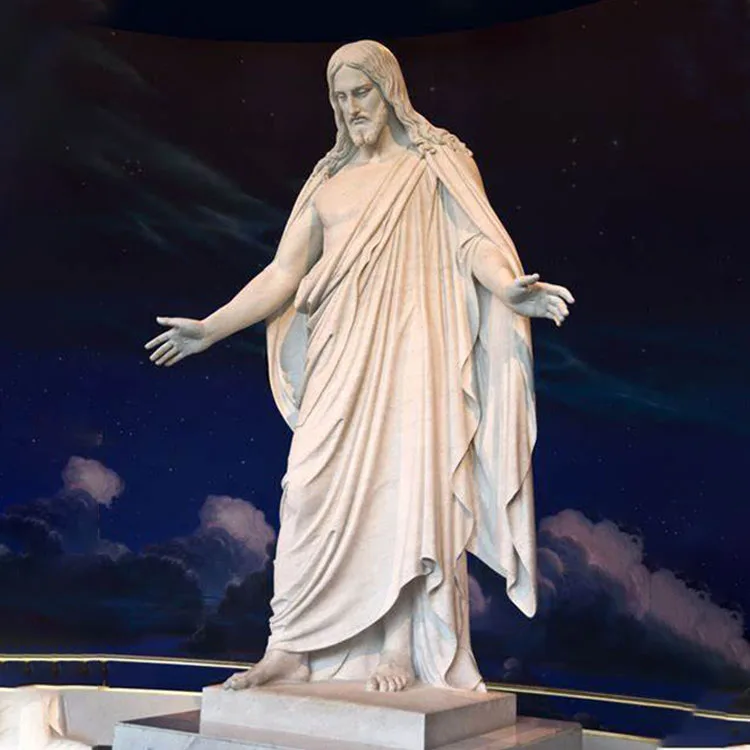 定制天然石雕宗教人物雕塑白色大理石天主教耶稣基督雕像价格 