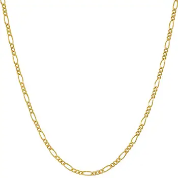 fashion figaro chain silver base 14K gold plated jewelry silver necklace