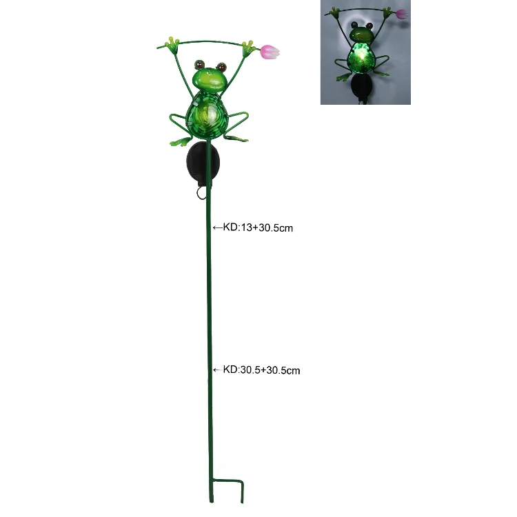 Ground Metal Frog Pathway Led Lights Solar Power Lighting Lawn Lamp Stake Powered Nature 