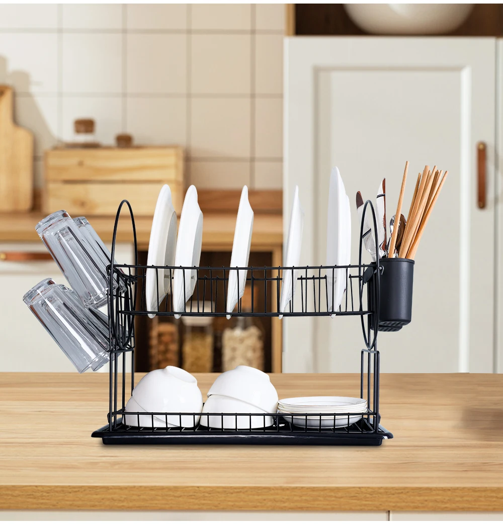 2 Tier Large Capacity Utensils Rack Cutlery Storage Rack Kitchen Metal ...
