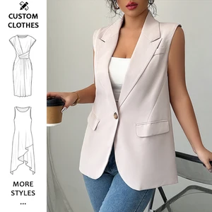 Womens Sleeveless Blazer Vest Open Front Lightweight Casual Blazer Fashion Work Office Waistcoat Vest with Pockets