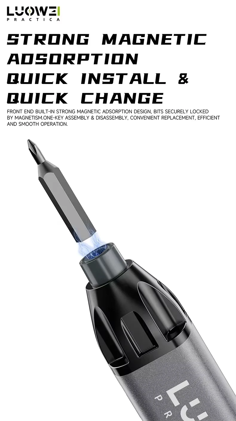 LUOWEI S1 Pro Precision Electric Screwdriver Set 22 Bits Adjustable Type-C Rechargeable Tool for Phone Repair