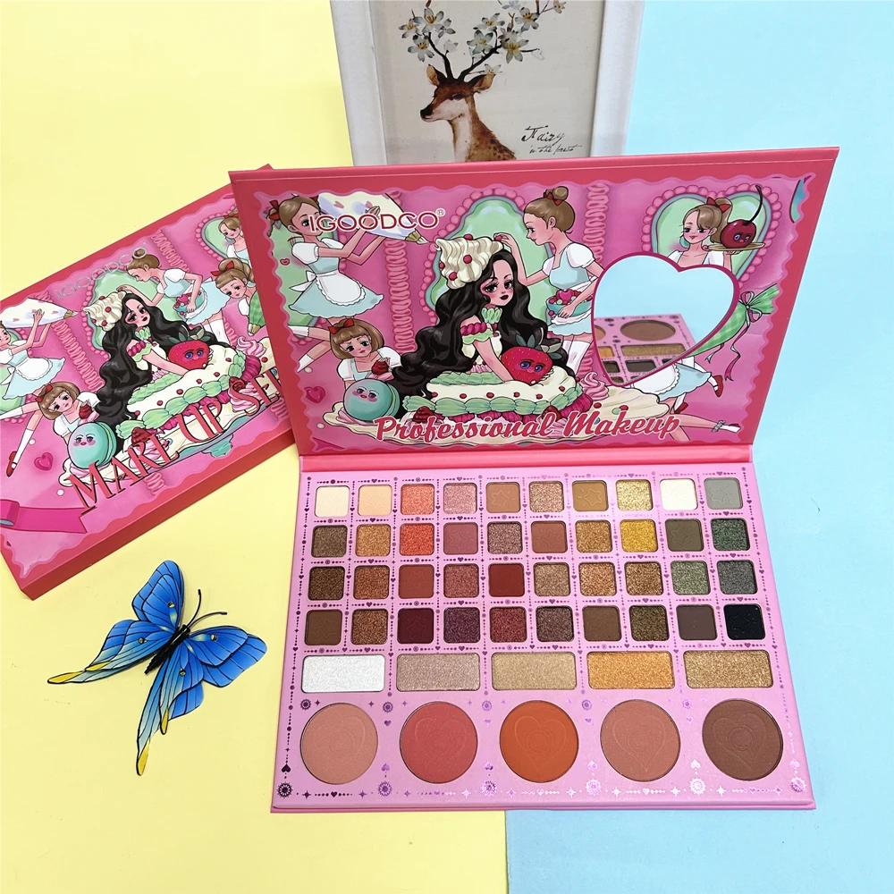 Cake Princess Pattern 50 Color Pearl Matte Highlighter Blush Multi-color Large Multifunctional Eyeshadow Palette Makeup Palette