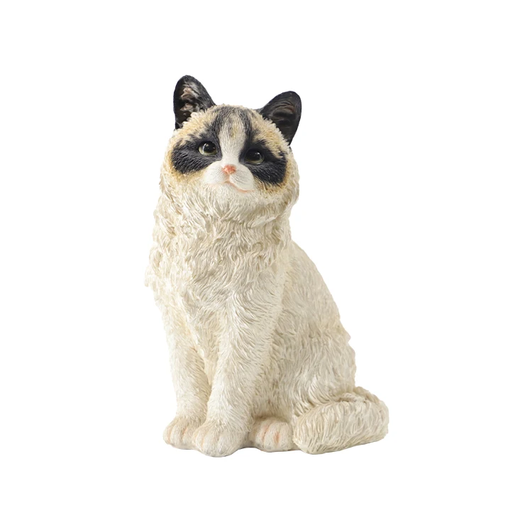 Handmade vivid polyresin decoration cat, realistic animal figurin resin persian cat sculpture/