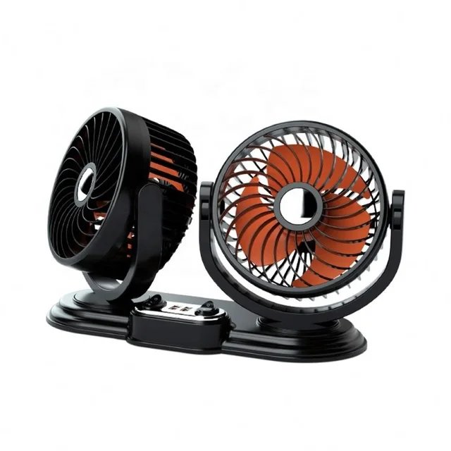 F621U car fan 12v cooling dc electric car fan 24v 360 rotatable car cooling dual fan for truck rv van suv dashboard