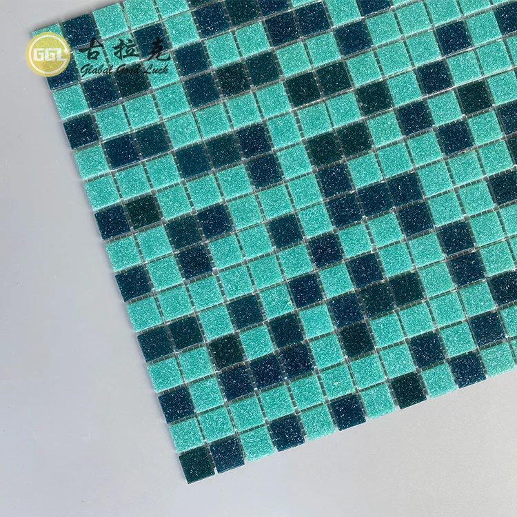 Home Decor Mixed Green Glass Mosaic Tiles Wall Art Mosaics for Swimming Pool