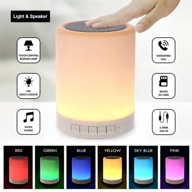 Colorful LED Light Touch Speaker Smart Portable Wireless Bt Speaker 7 Adjustable Different Color Night Light