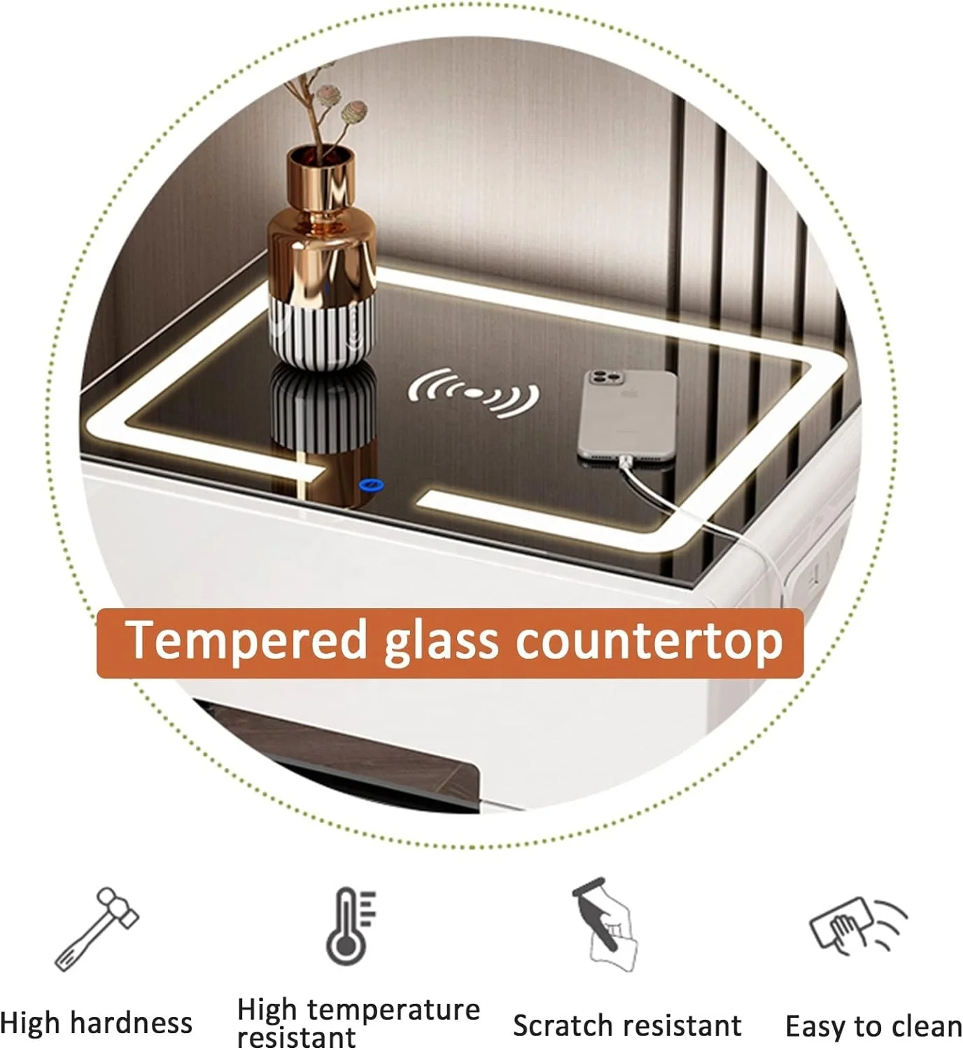 CTXGSOQ Comodino Bianco con Illuminazione LED, Moderno 3 Cassetti 16 Colori Tavolo Laterale Letto, 45x35x61cm per Soggiorno Camera Letto CTXGSOQ Comodino Bianco con Illuminazione LED, Moderno 3 Cassetti 16 Colori Tavolo Laterale Letto, 45x35x61cm per Soggiorno Camera Letto