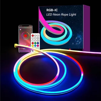 High Quality Tuya Wifi Smart With Music Remote Control Running Light Strip Creative Diy Modeling Rgb Neon Light Strip