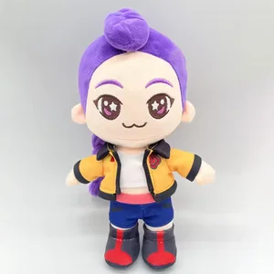 Shengye Customized Plush Toy Factory Lovely Cartoon Embroidery Purple Girl Plush Action Figure Toy With Clothes Eyeglasses Shoes