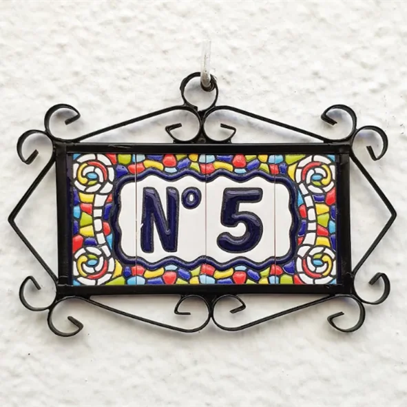 Factory Custom Glazed Letters and Numbers 3.5*7.5cm Hand-painted Ceramic Tiles  Wall Deco Tile