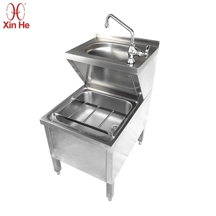 Modern Multipurpose Free Standing Hospital School 304 Stainless Steel Oval Bowl Hand Wash Sink Basin Commercial Janitorial