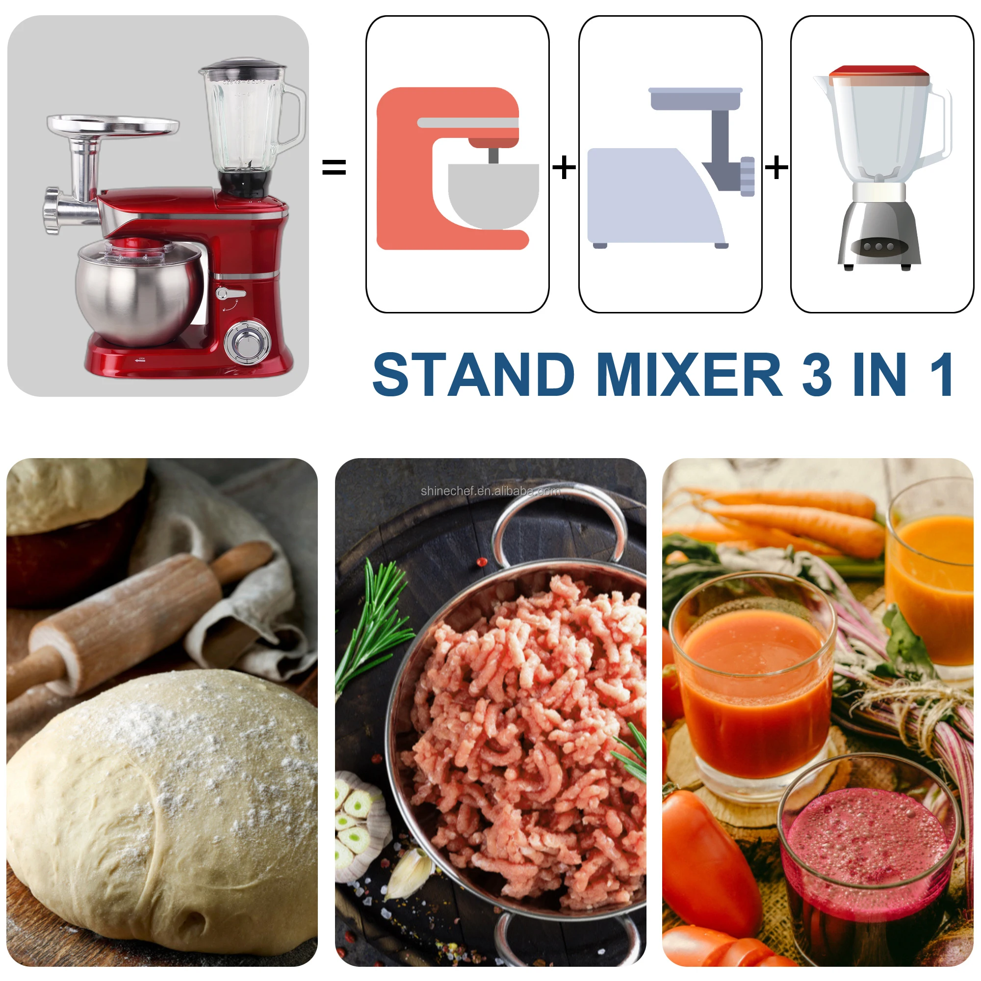 1500W Powerful Kitchen Appliances Multi Function Food Stand Mixer With 8.5L Mixing Bowl