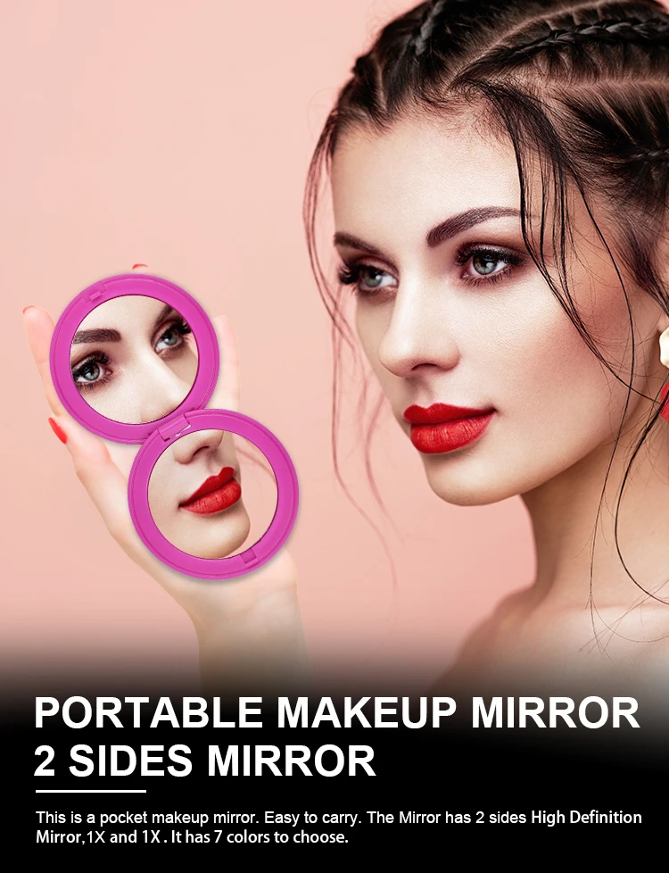 Custom Logo Double Size Cosmetic Hand Mirror Espejo Cute Pocket Compact Mini Mirror For Girl