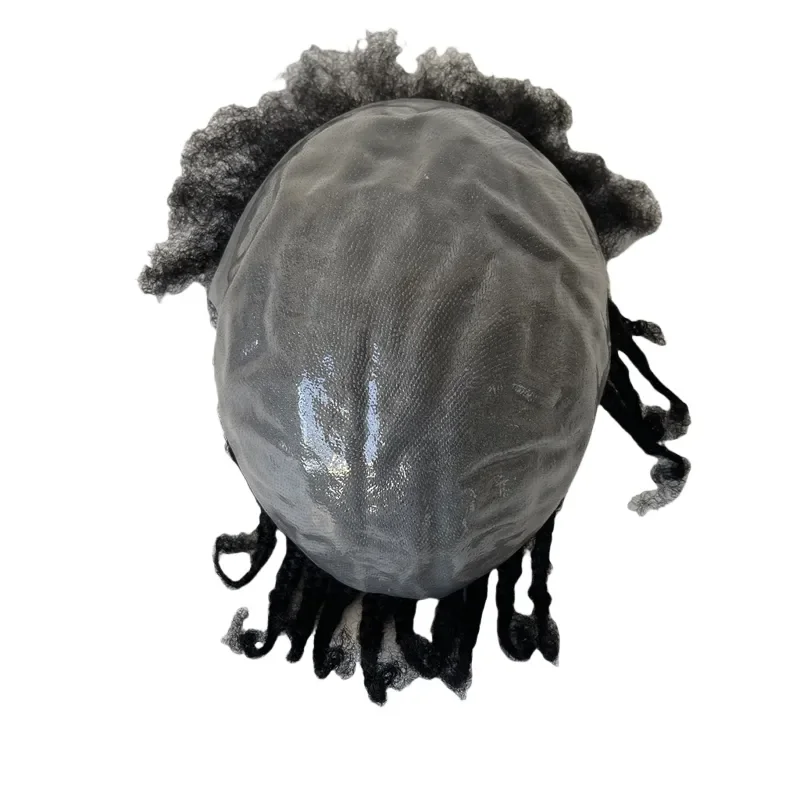 Cornrow Braids Male Wig with Edges Baby Hair Box Braids Thin Skin Pu Pre-styled Men's Toupee Indian Men for Black Mens