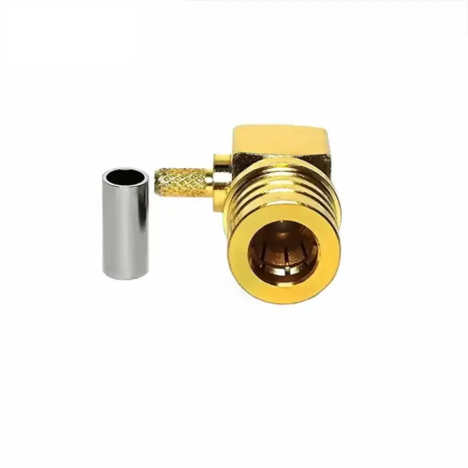 Factory Gold Plated QMA Male Plug Right Angle 90 Degree Elbow Crimp Rg316 Rg174 LMR100 Cable Rf Coaxial Connector QMA  ROHS