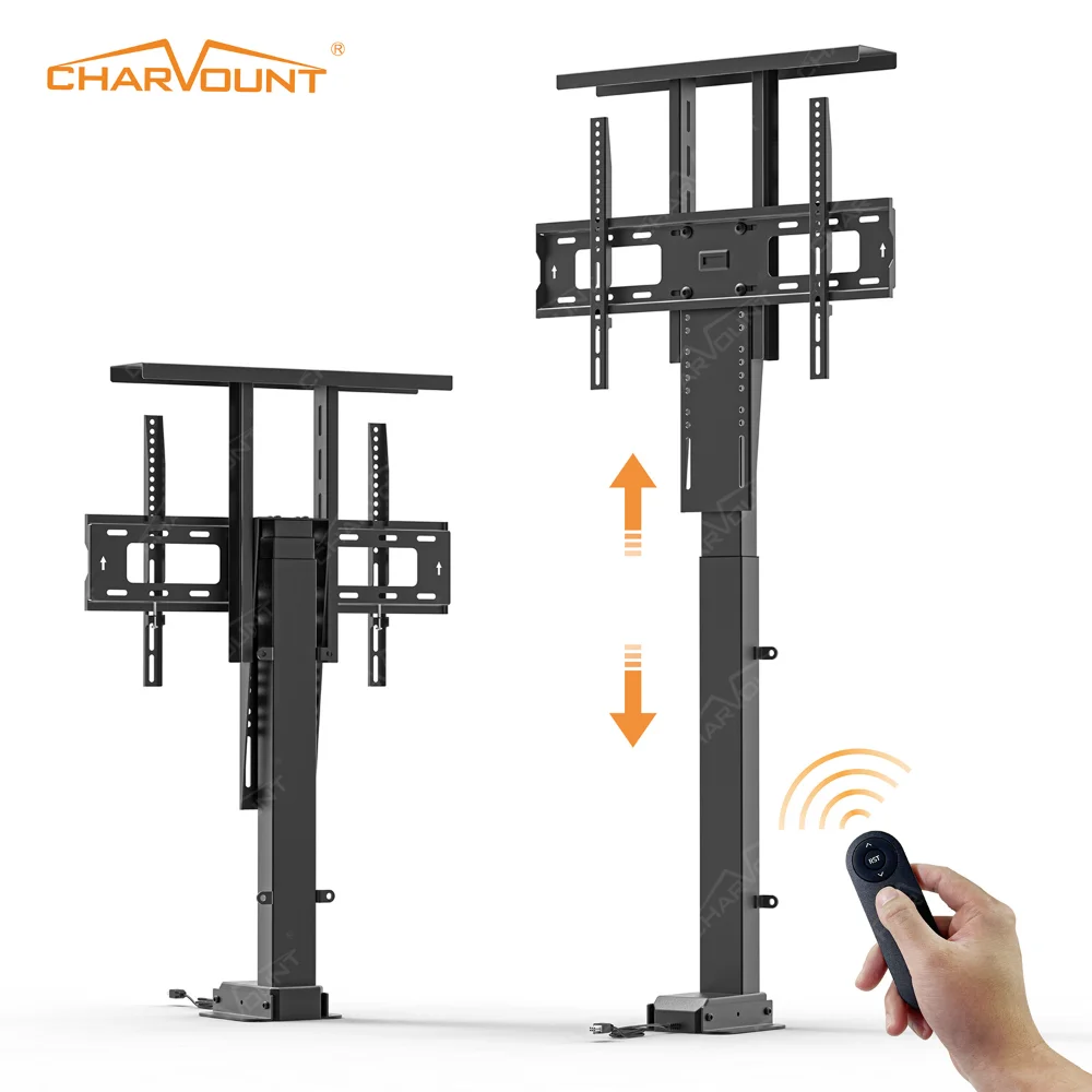 Motorized TV Lift Stand For 37-65 Inch TVs With Remote (1000mm, 130 Lbs Capacity)