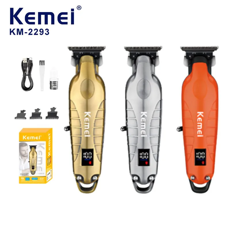 Kemei KM-2293, machine à couper les cheveux de précision, choix de couleur or, argent ou orange, puissance de 5 W, 6000 tr/min, tondeuse à cheveux pour barbier, grossiste