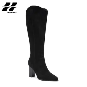 Women's Trendy Fall/Winter Knee-High Suede Western Boots Block Heel Casual & Party Footwear