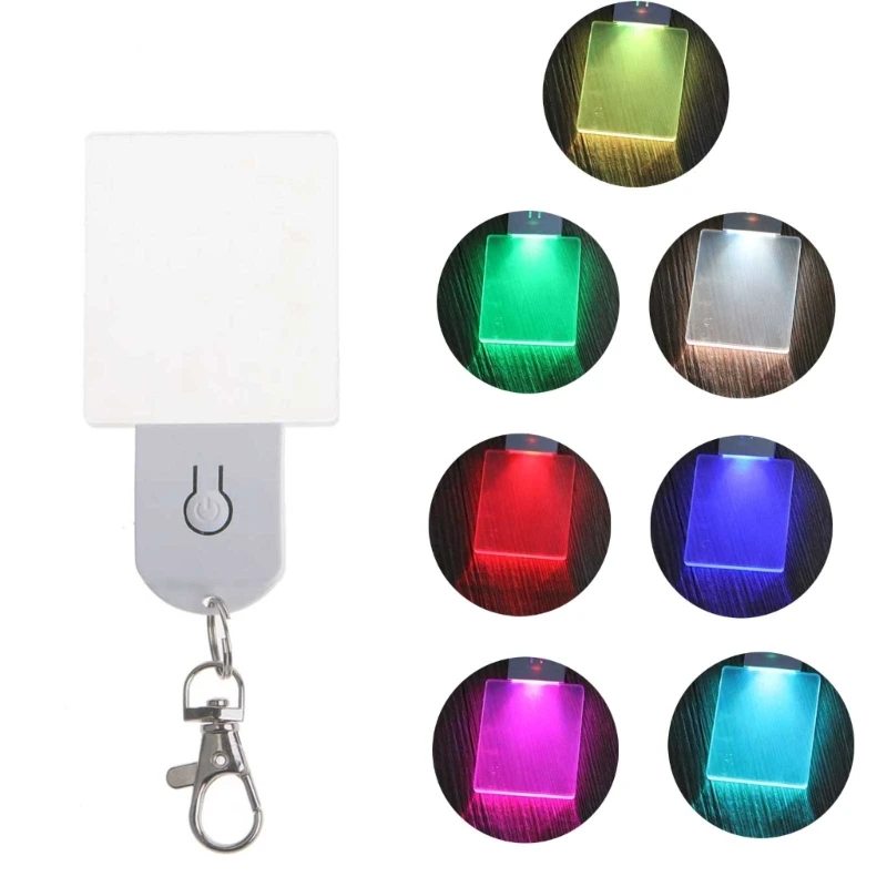Flash Key Light Blank Acrylic Keychain Rgb Colors Flashing Key Ring Led 3d Optical Mini ...