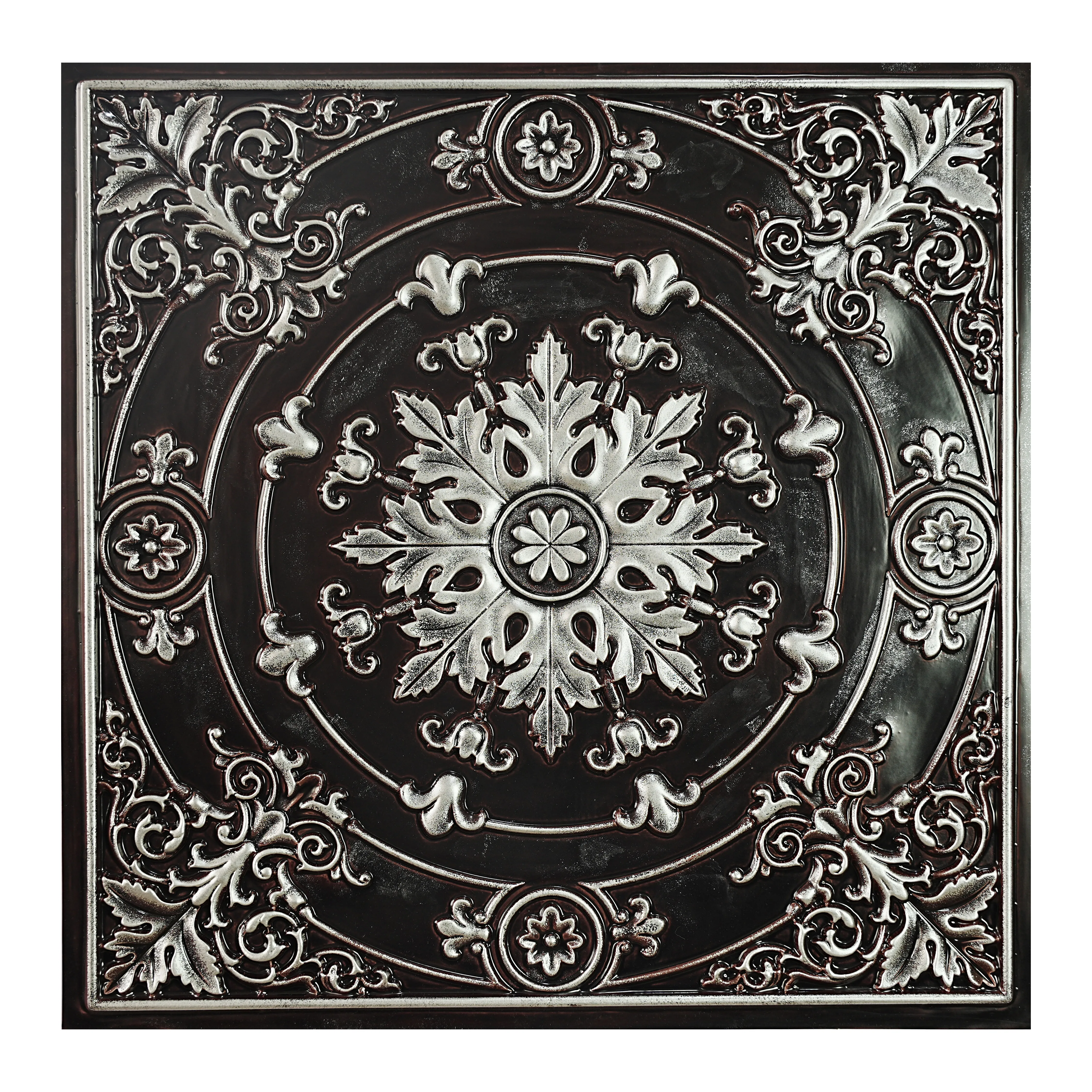 3D Embossed Wall Panel PVC Faux Tin Painting Tile Interior Decorative Board for Cafe Club PL18 Traditional Silver PAINTSDECOR