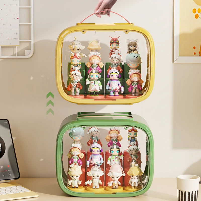 WANUO Clear Collectible Toys Storage Display Case Portable Collectible Designer Toys Display Case with Handle