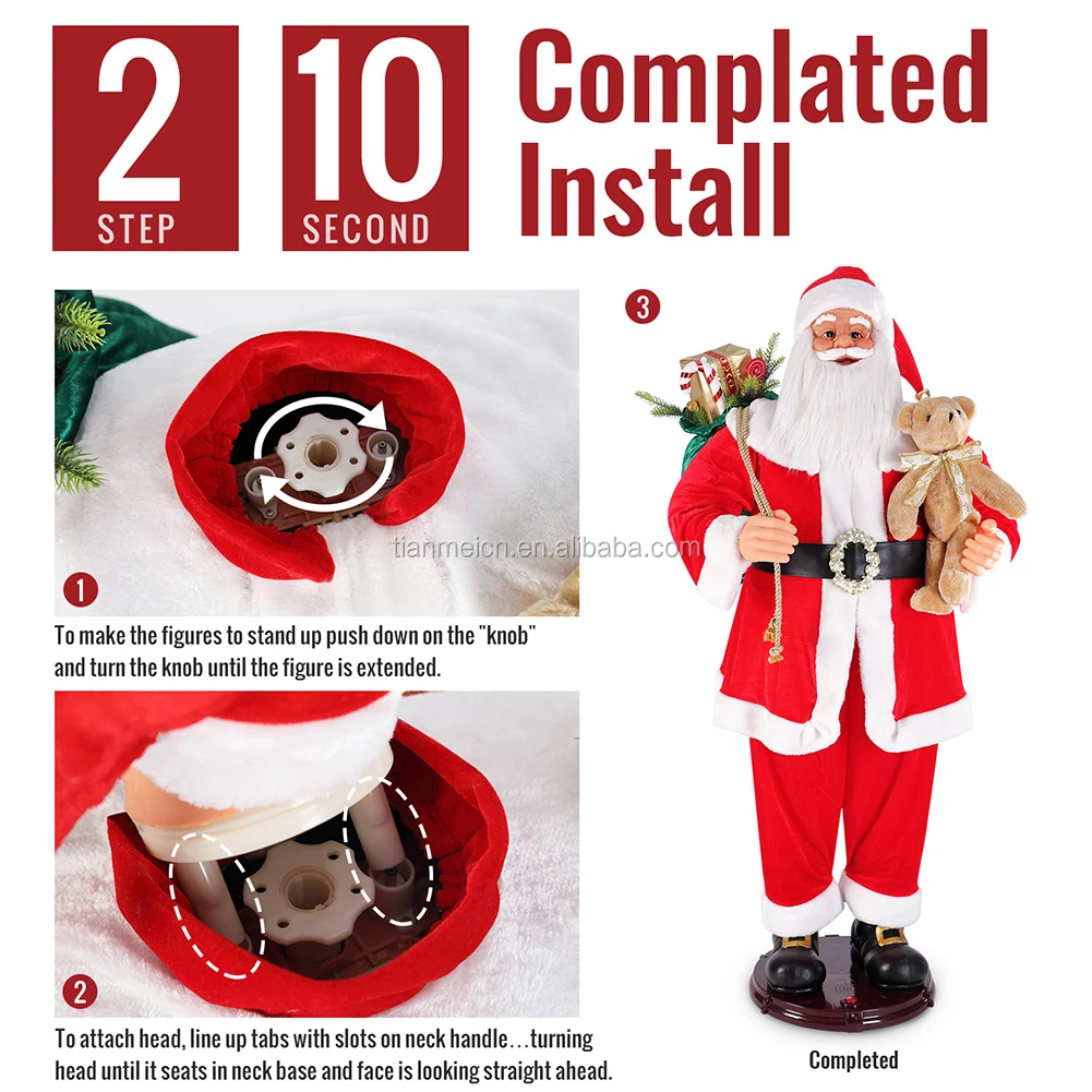 150cm Life Size Animated Navidad Rock Singing And Dancing Santa Claus ...