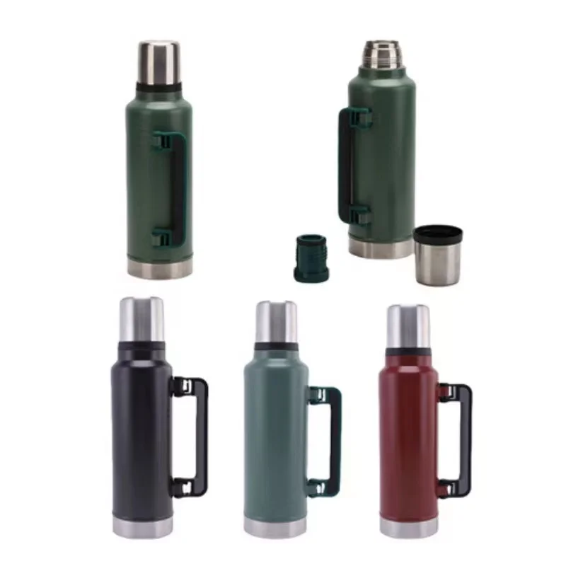 1.9L 1.4L 1L Classic Vacuum Insulated Wide Mouth Travel Green Bottle 18/8 Stainless Steel Themo Flask Cup Keep Hot