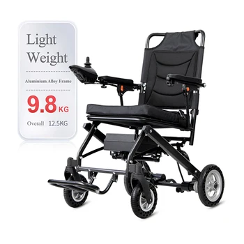 Hot Sale 10A Aluminium Alloy Portable Lightweight Electric Wheelchair For Disabled Foldable  Powerful Wheelchair  Adults