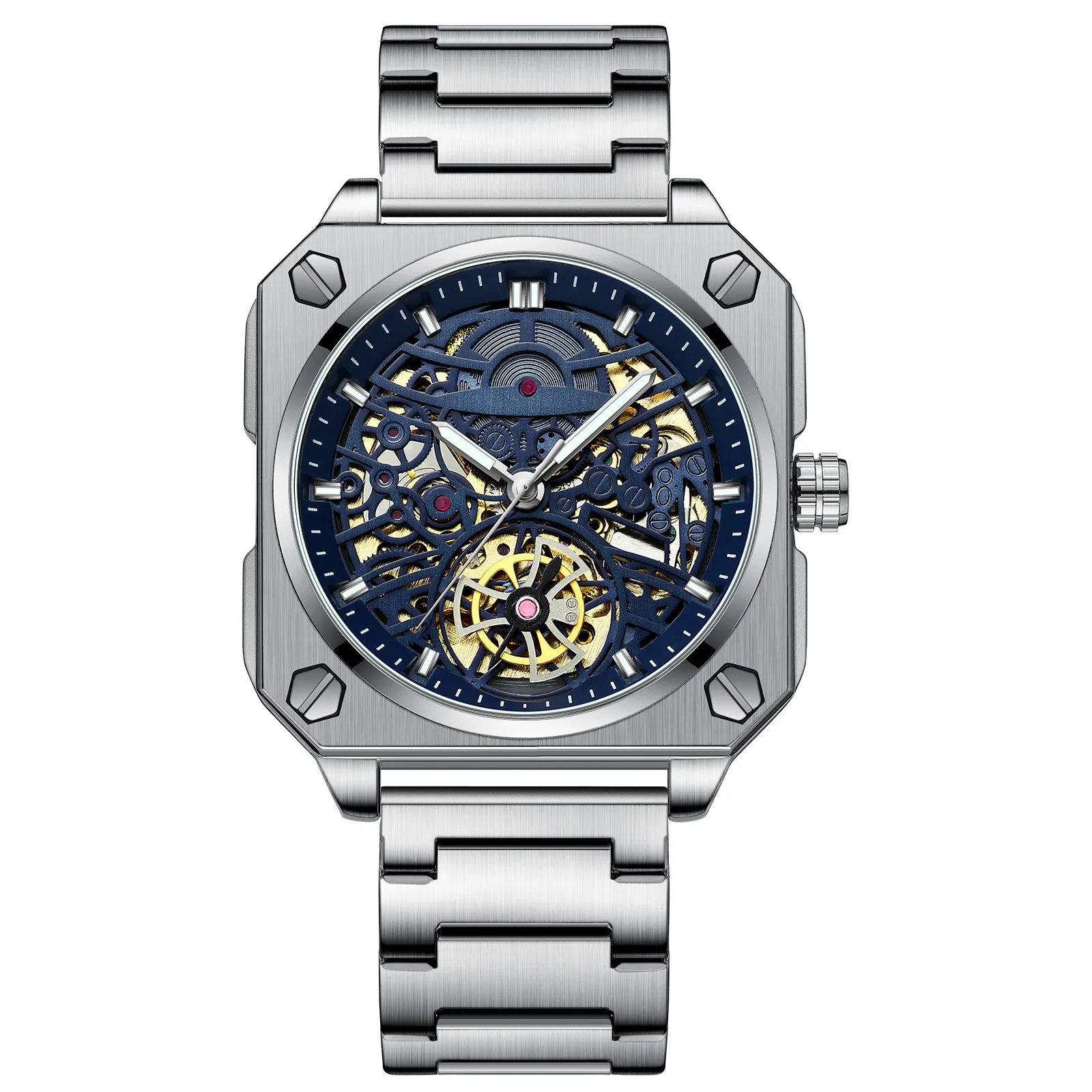 Luxury Luminous Square Tourbillon Skeleton Watch